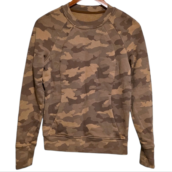 lululemon athletica Tops - lululemon Scuba Crew Heritage 365 Camo Beige Size 4